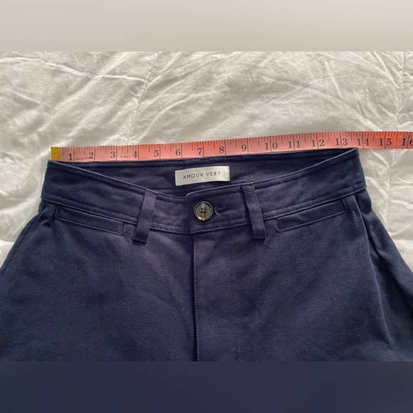 Amour Vert- high waisted wide leg pant 100% organic cotton navy blue sustainable - Picture 5 of 16